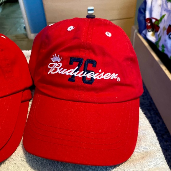 4 Brand new Budweiser 76 embroidered baseball caps. Adjustable Velcro closure. - Picture 3 of 4